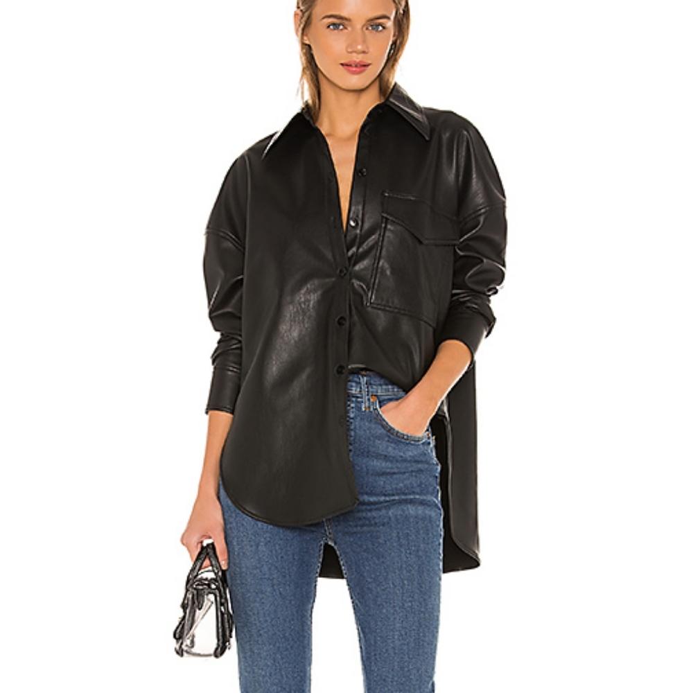 NWT Tibi faux leather shirt